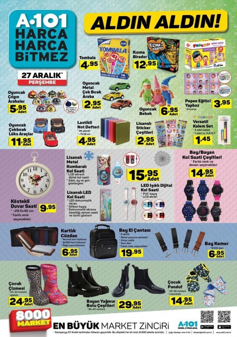 A101 Aktüel Yılın Son Aralık Kataloğu İndirimli Ürünleri