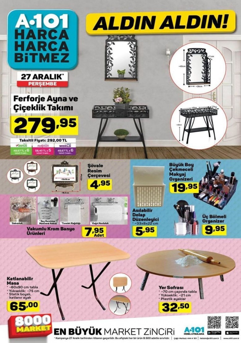A101 Aktüel Yılın Son Aralık Kataloğu İndirimli Ürünleri