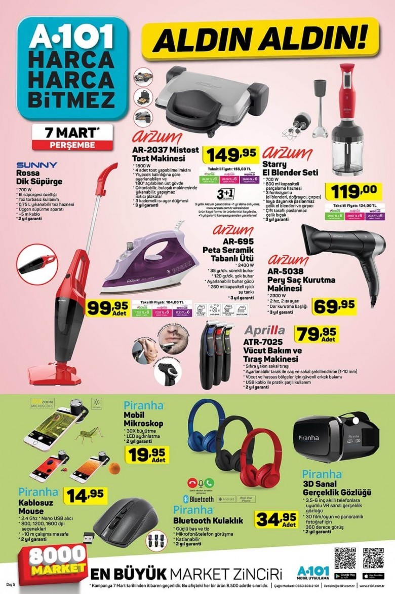 A101 7 Mart 2019 Aktüel Ürünler Kataloğu Güncellendi
