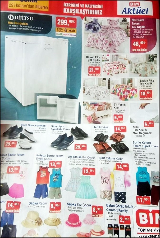 Bim 29 Haziran 2018 İndirimli Ürünler Kataloğu