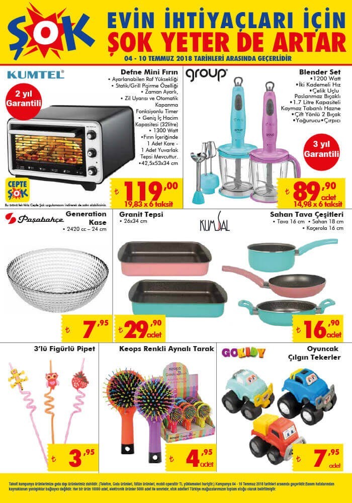 Şok 4 - 10 Temmuz 2018 Aktüel Ürünler Kataloğu