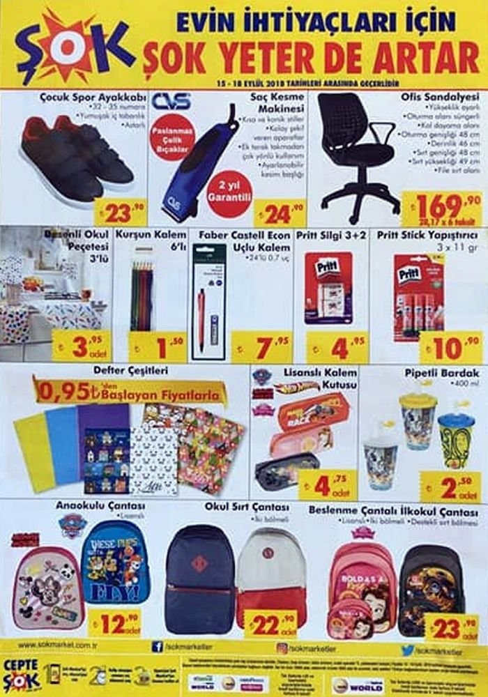 ŞOK Aktüel 15-18  Eylül 2018  Fırsatları