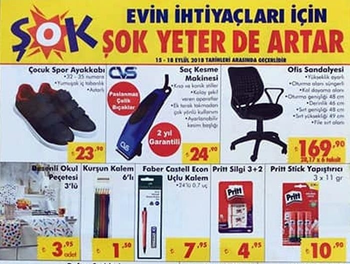 ŞOK Aktüel 15-18  Eylül 2018  Fırsatları