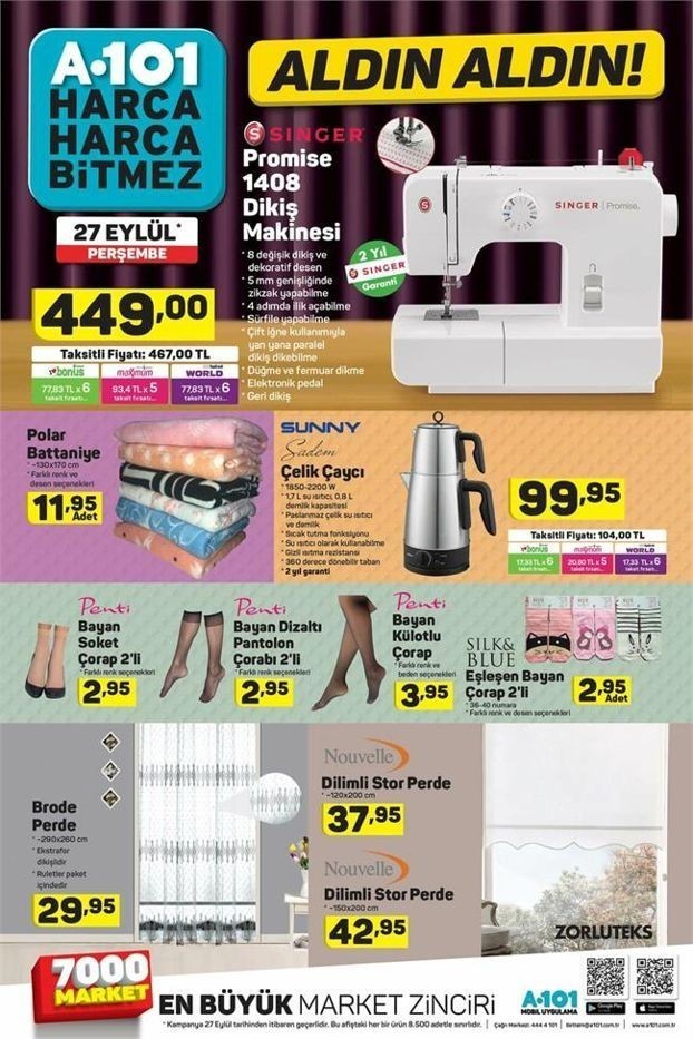 A101  27 Eylül Aktüel İndirimleri