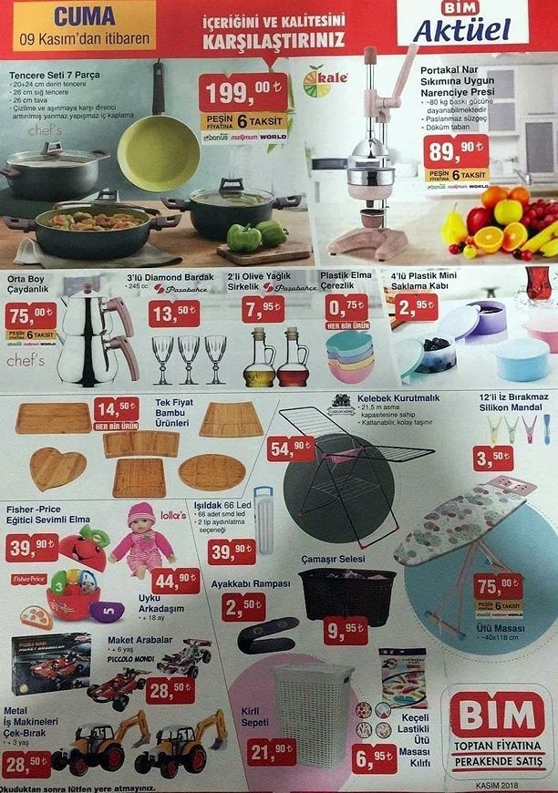 BİM Market 9 - 13 Kasım 2018 Fırsat Ürünleri