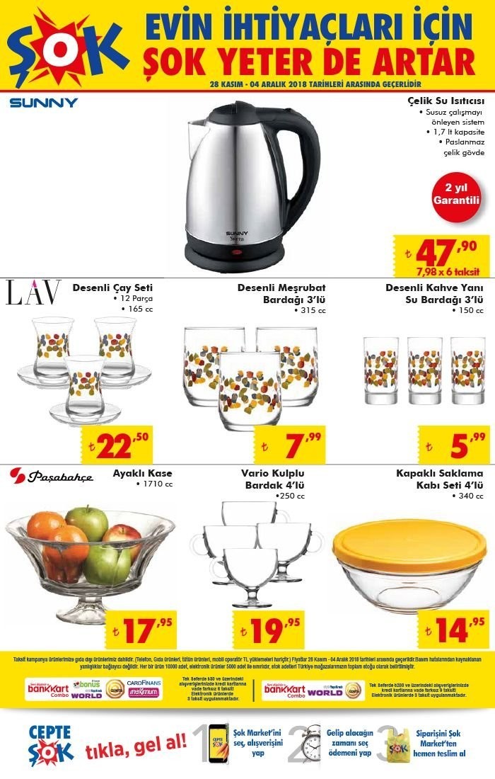 Şok 1 Aralık – 4 Aralık 2018 aktüel ürünler kataloğu yayınlandı