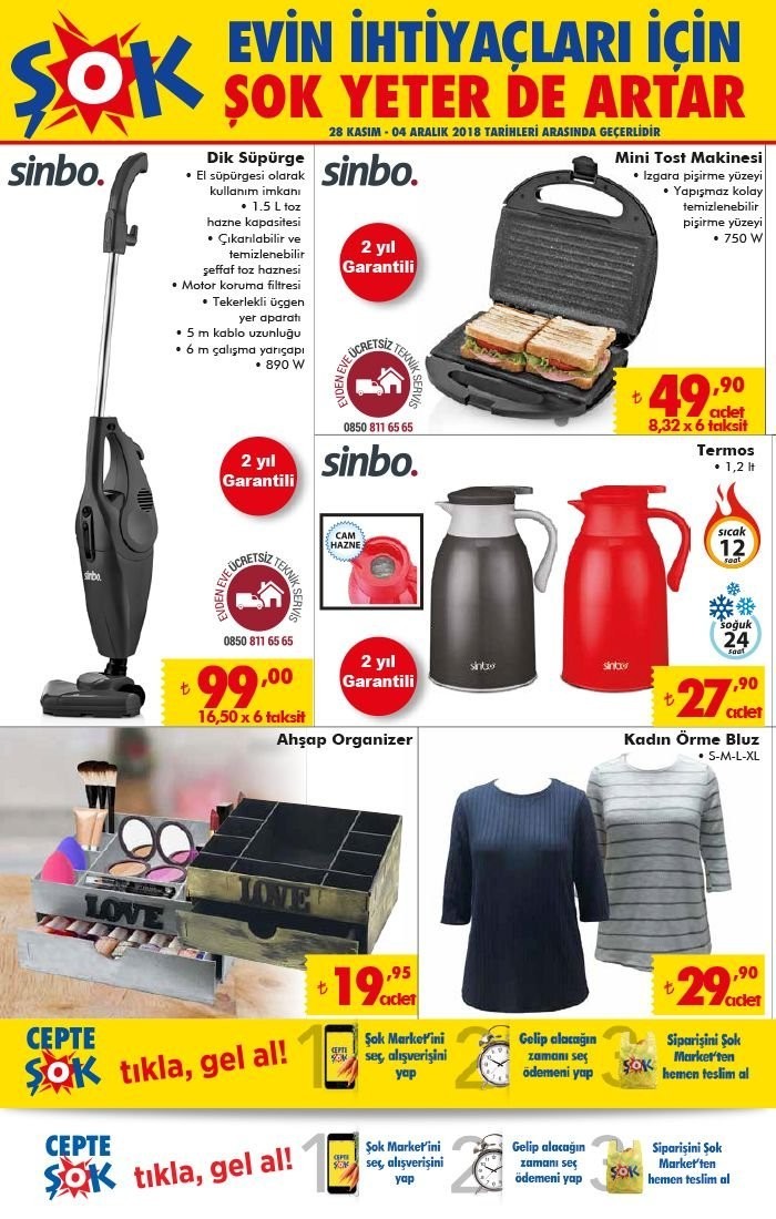 Şok 1 Aralık – 4 Aralık 2018 aktüel ürünler kataloğu yayınlandı
