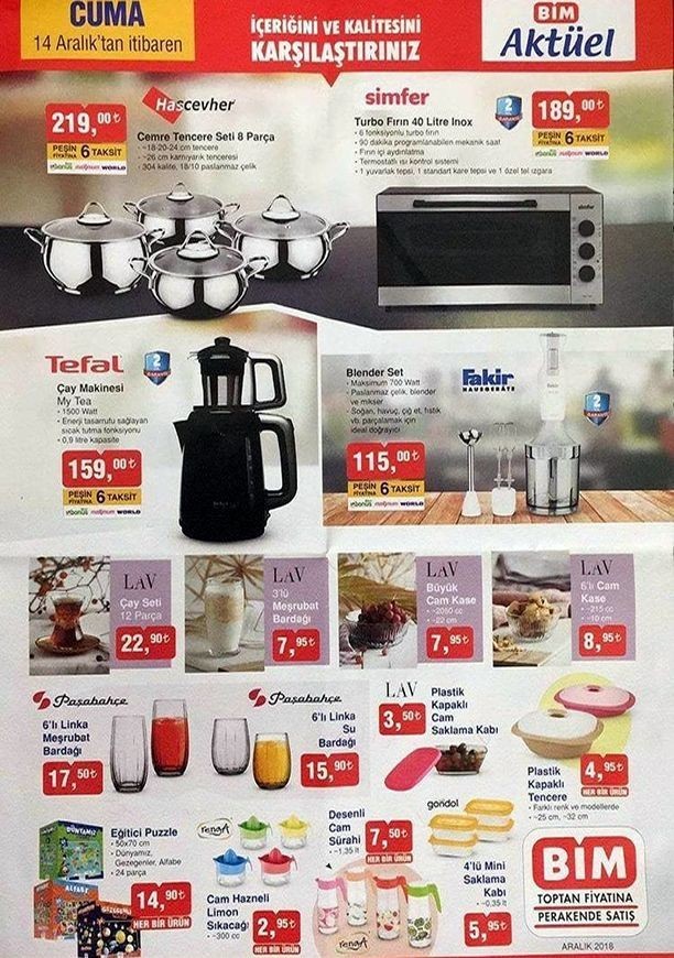 BİM YENİ 14 Aralık 2018 Aktüel Kataloğu