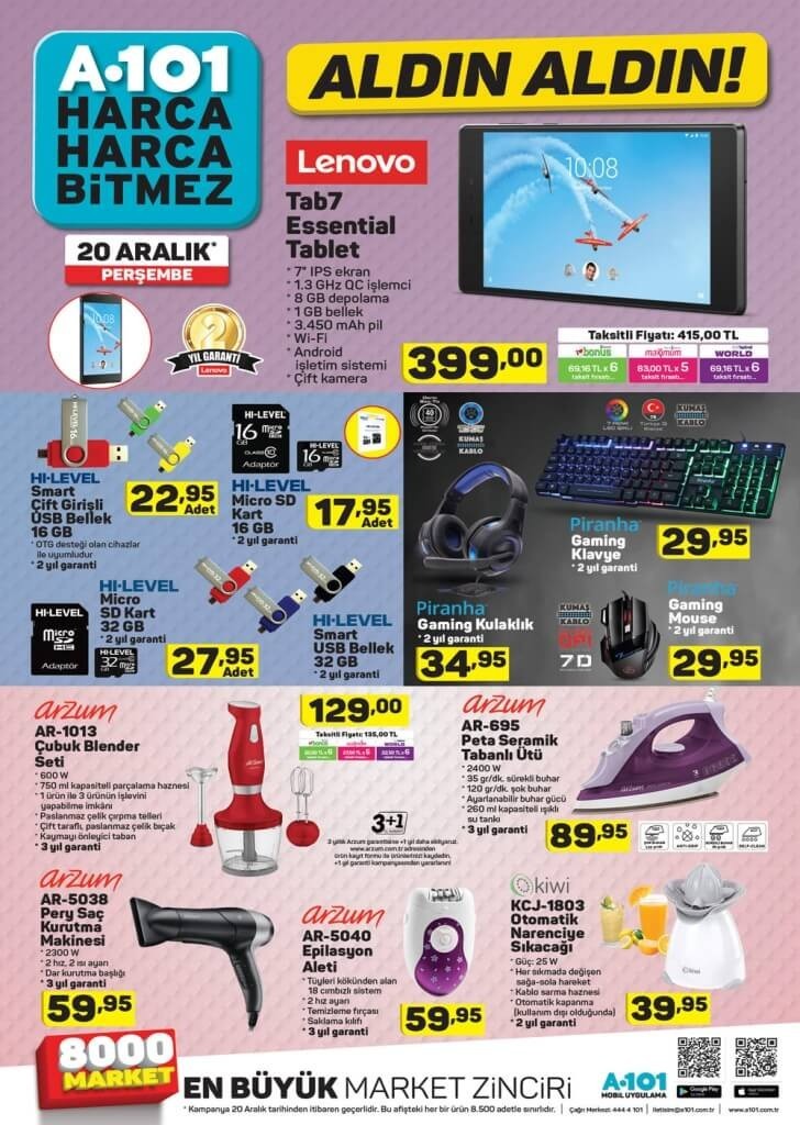 A101 20 ARALIK 2018 AKTÜEL ÜRÜNLER KATALOĞU